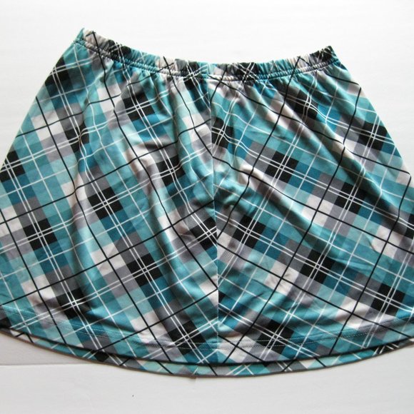 SmashGal Turquoise Plaid Mini Skirt - Picture 3 of 7